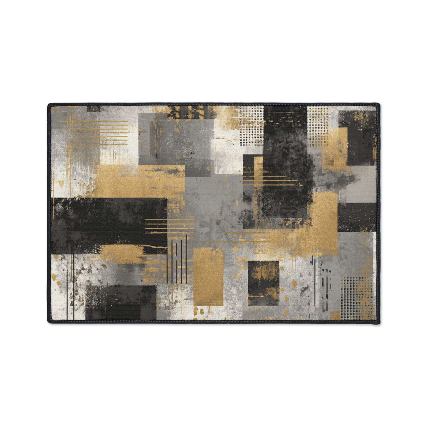 Abstract Industrial Heavy-Duty Floor Mat — Modern Geometric Entrance Rug | Loom Noir