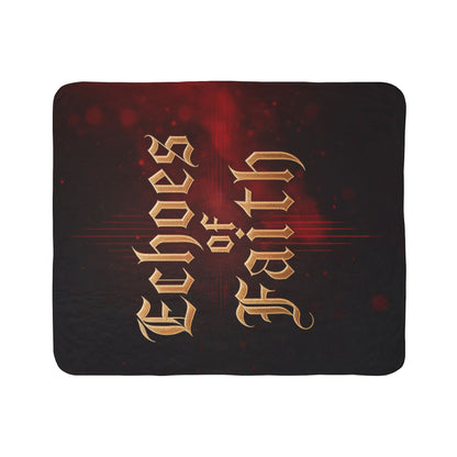 Echoes of Faith Sherpa Blanket | Religious Throw with Gothic Gold Text