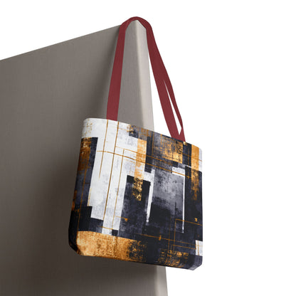 Modern Gold & Navy Tote Bag - Stylish Shopping Bag | Loom Noir
