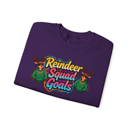Reindeer Squad Goals Sweatshirt - Funny Christmas Crewneck | Loom Noir