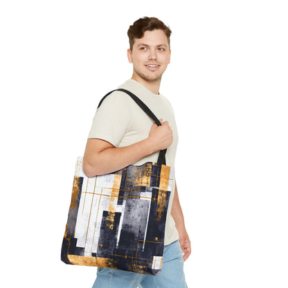 Modern Gold & Navy Tote Bag - Stylish Shopping Bag | Loom Noir