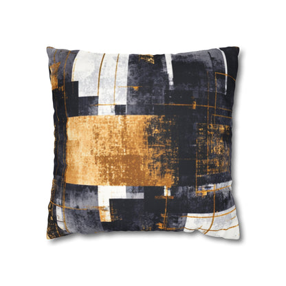 Abstract Gold & Charcoal Faux Suede Pillowcase — Luxury Accent Pillow | Loom Noir