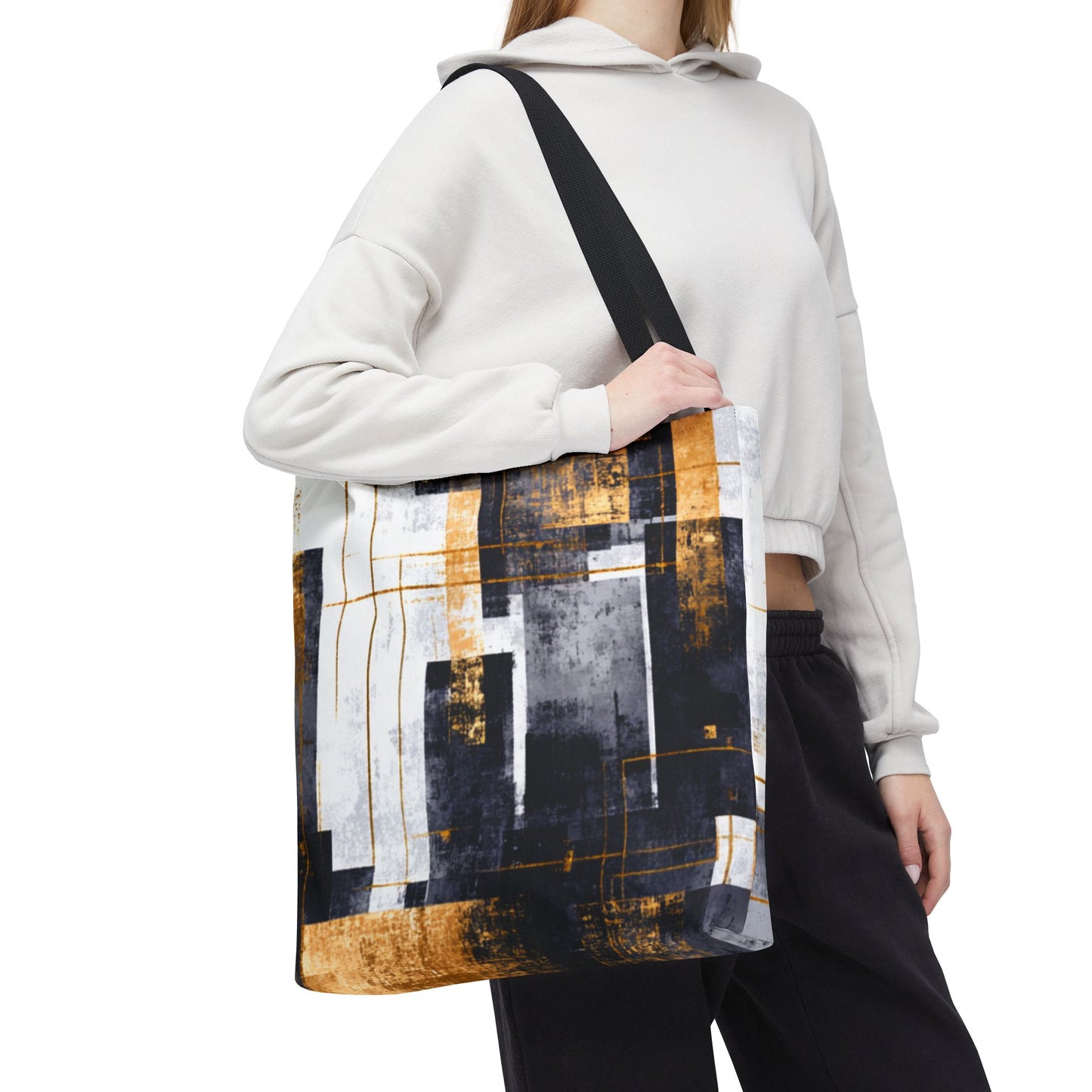 Modern Gold & Navy Tote Bag - Stylish Shopping Bag | Loom Noir