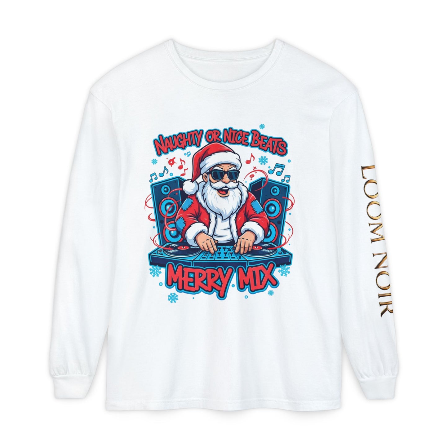 DJ Santa Long Sleeve Shirt | Naughty or Nice Beats Christmas Tee