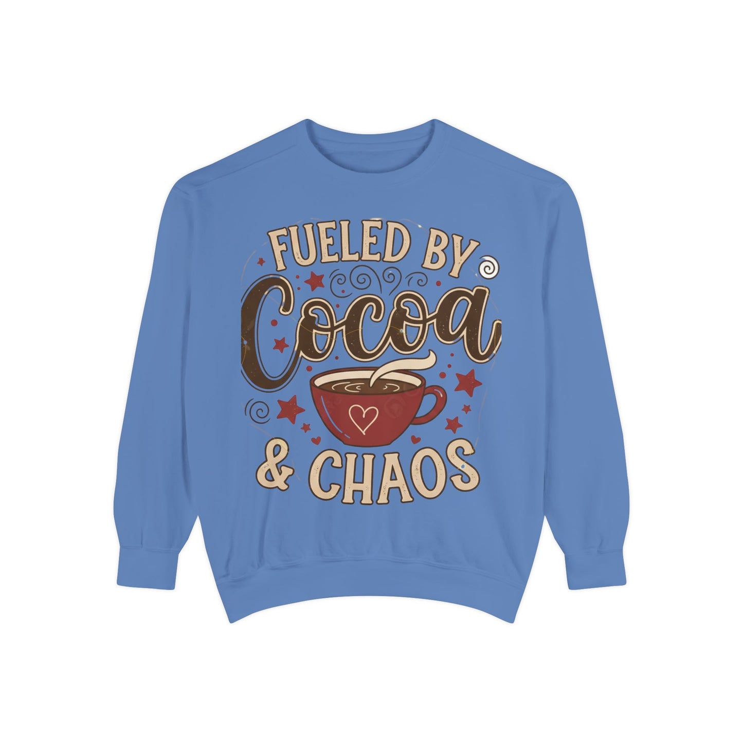 Fueled by Cocoa & Chaos Sweatshirt - Cozy Hot Cocoa Pullover | Loom Noir