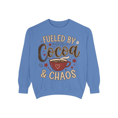 Fueled by Cocoa & Chaos Sweatshirt - Cozy Hot Cocoa Pullover | Loom Noir