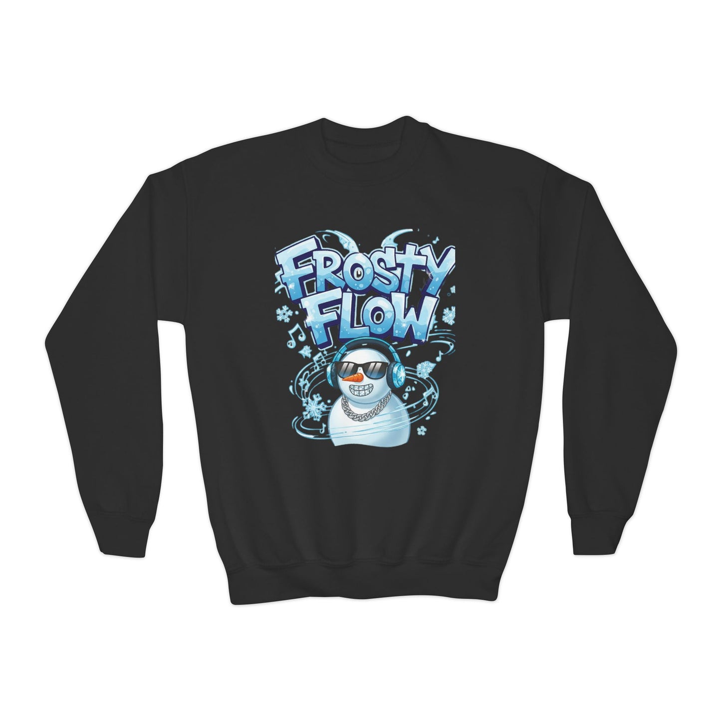 Frosty Flow Youth Sweatshirt - Kids Snowman Pullover | Loom Noir