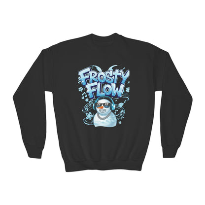 Frosty Flow Youth Sweatshirt - Kids Snowman Pullover | Loom Noir