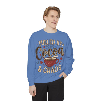 Fueled by Cocoa & Chaos Sweatshirt - Cozy Hot Cocoa Pullover | Loom Noir