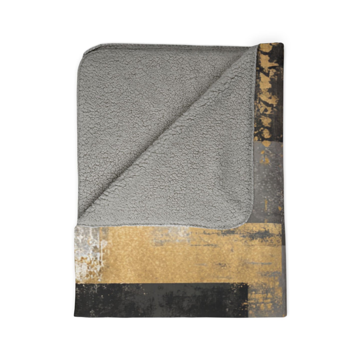Modern Abstract Geometric Sherpa Blanket | Gold Gray Black Throw