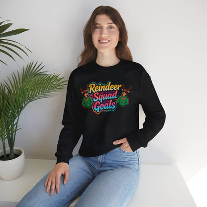 Reindeer Squad Goals Sweatshirt - Funny Christmas Crewneck | Loom Noir