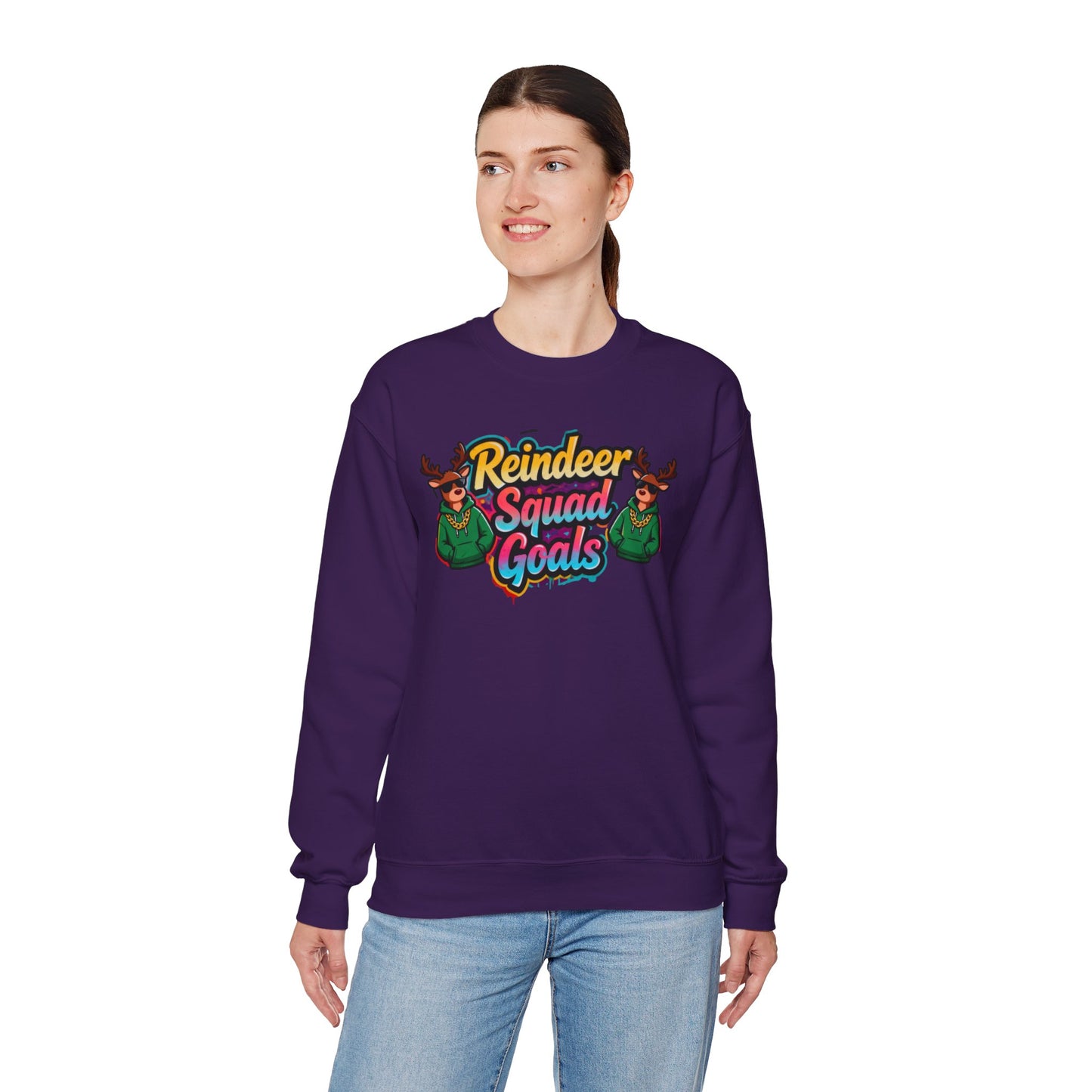 Reindeer Squad Goals Sweatshirt - Funny Christmas Crewneck | Loom Noir