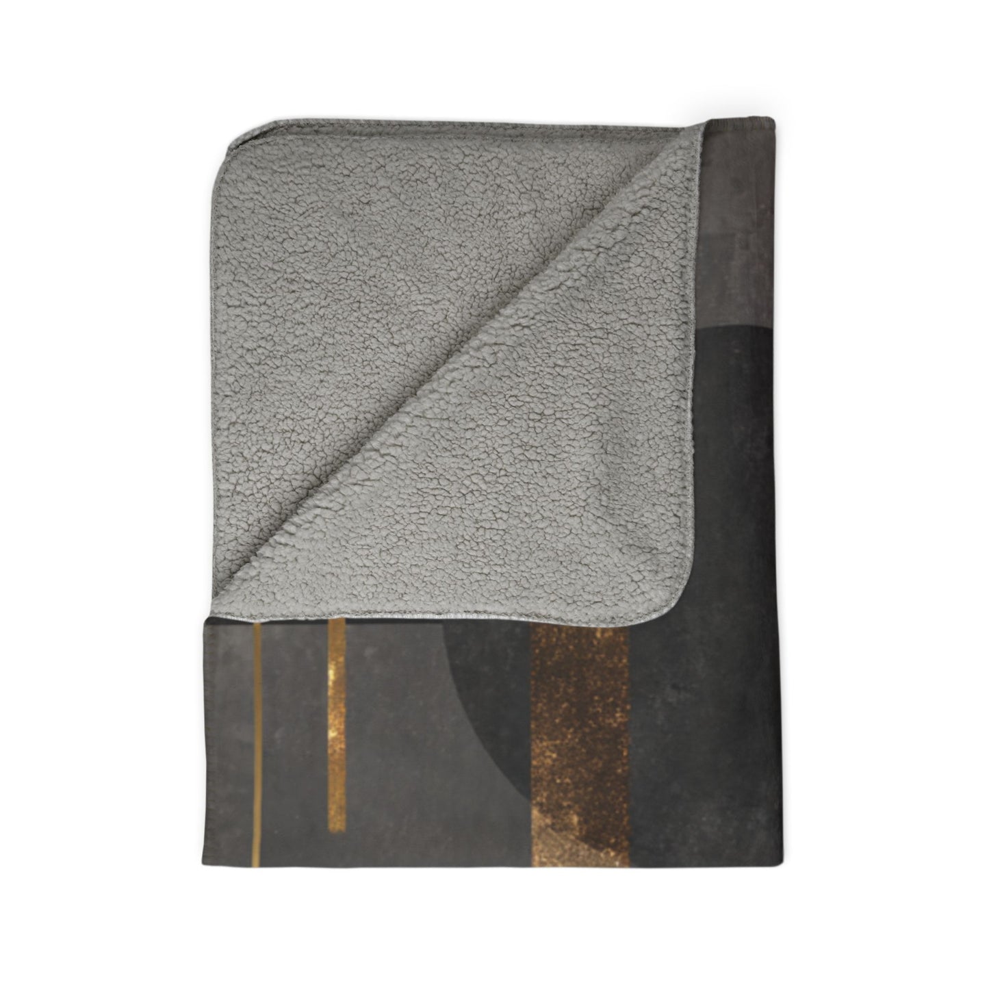 Art Deco Geometric Sherpa Blanket | Luxe Gold & Charcoal Throw