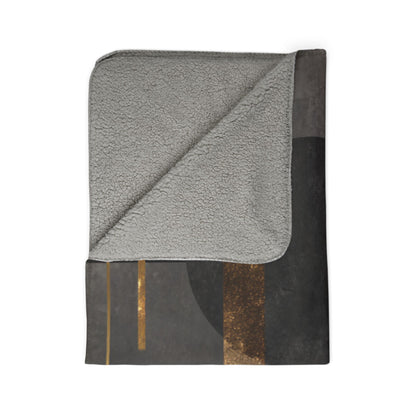 Art Deco Geometric Sherpa Blanket | Luxe Gold & Charcoal Throw