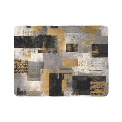 Modern Abstract Geometric Sherpa Blanket | Gold Gray Black Throw