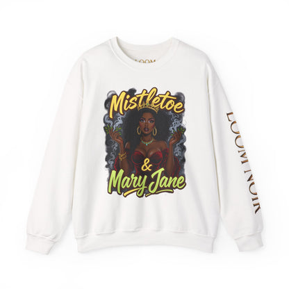 Mistletoe & Mary Jane Crewneck | Cannabis Holiday Sweatshirt