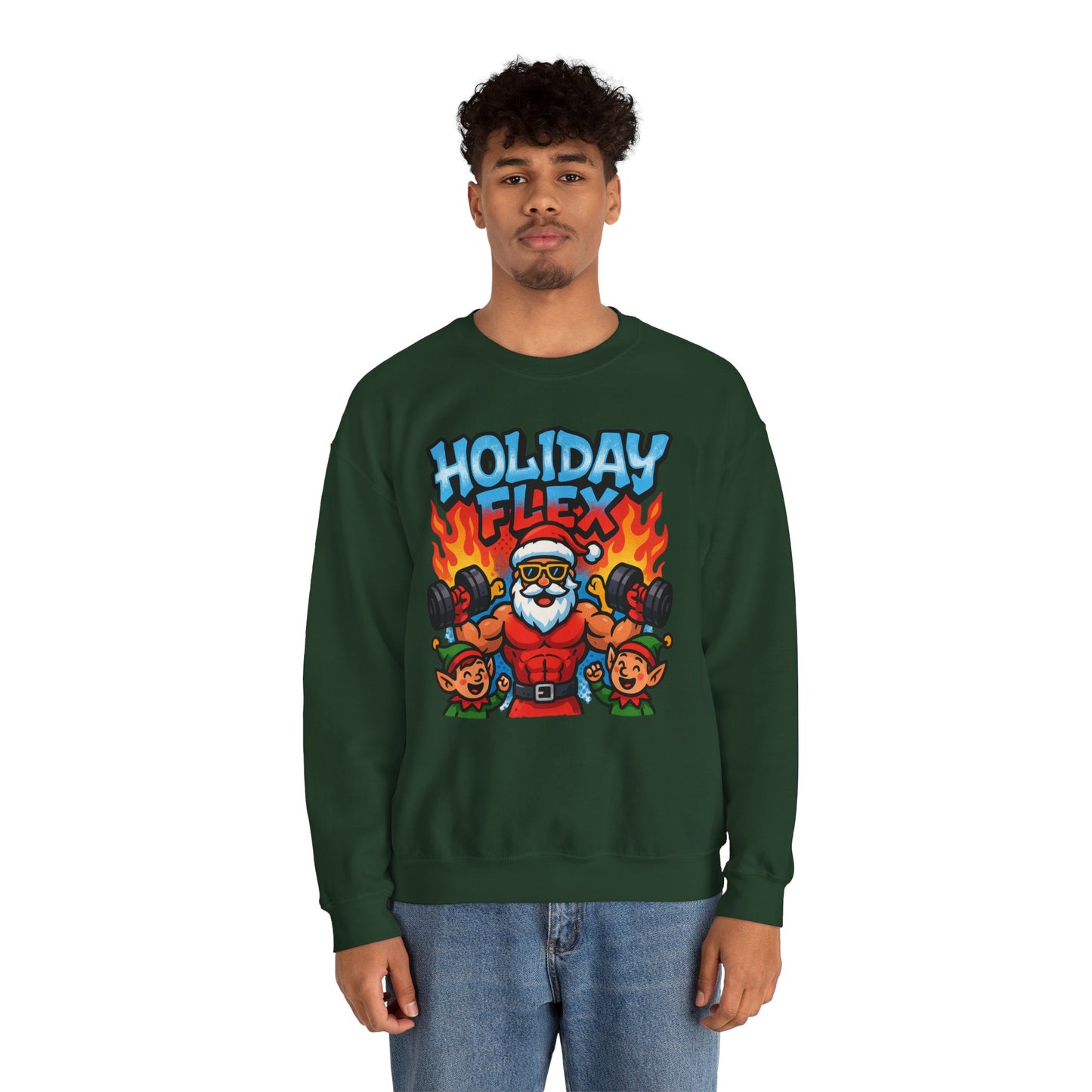 Holiday Flex Sweatshirt - Funny Christmas Fitness Crewneck | Loom Noir