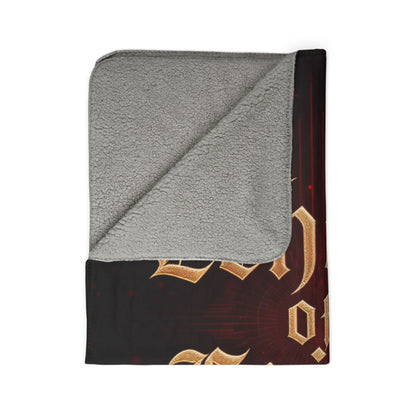 Echoes of Faith Sherpa Blanket | Religious Throw with Gothic Gold Text