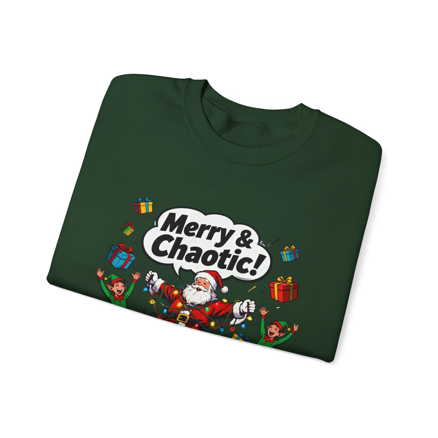 Merry & Chaotic Santa Christmas Crewneck Sweatshirt