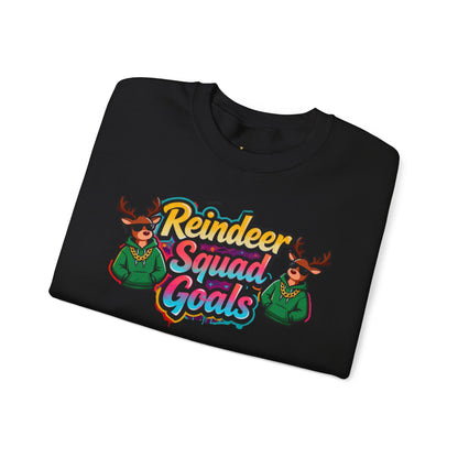 Reindeer Squad Goals Sweatshirt - Funny Christmas Crewneck | Loom Noir