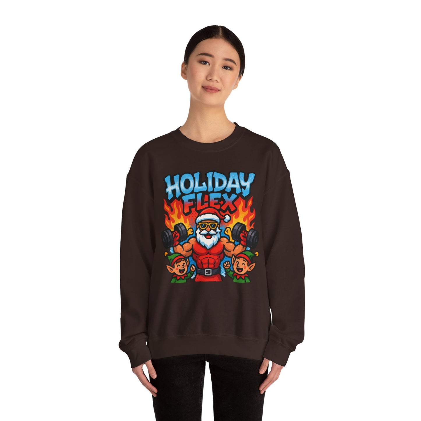 Holiday Flex Fit Santa Sweatshirt - Funny Christmas Crewneck | Loom Noir