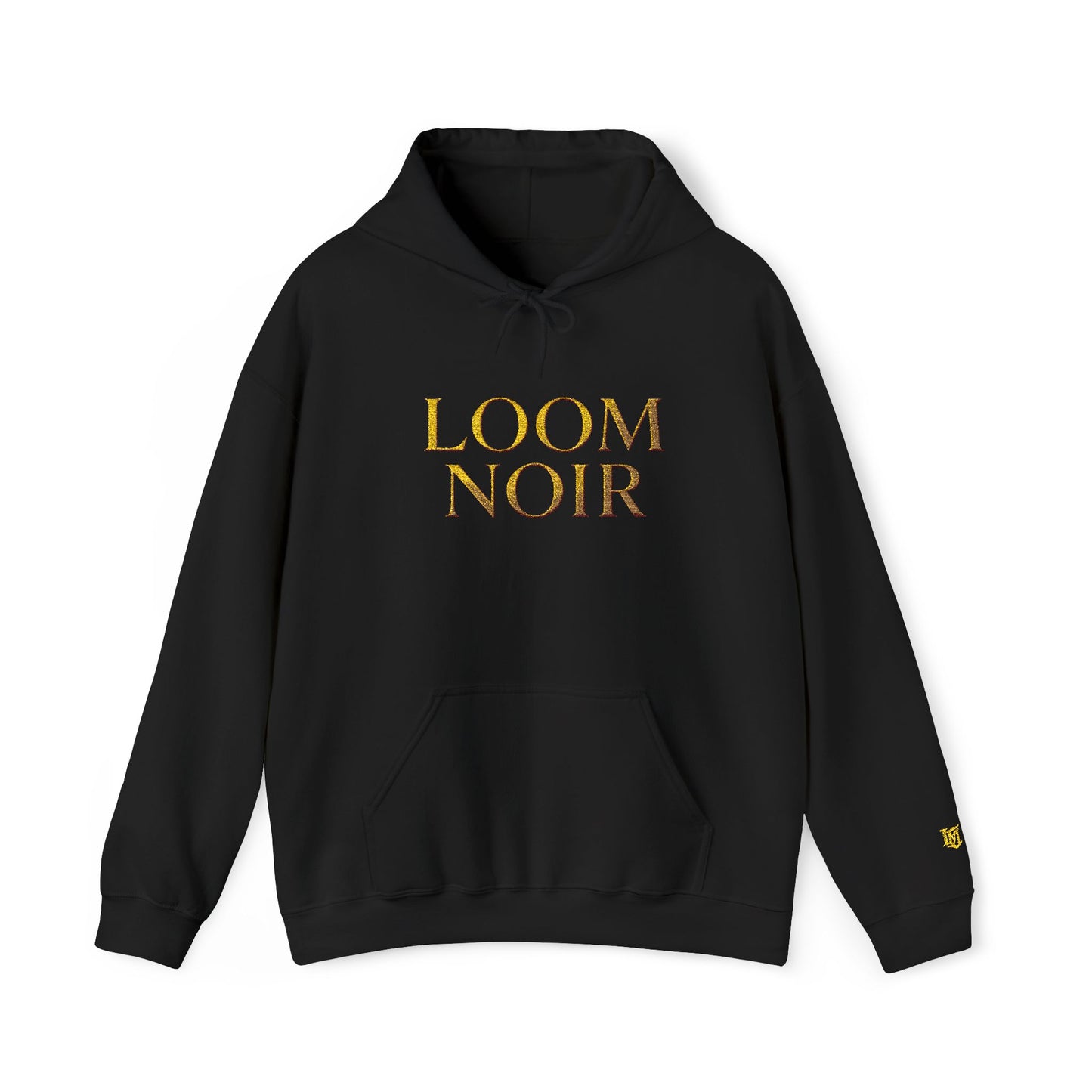 Gold Foil Text Hoodie - Loom Noir Premium Pullover | Streetwear