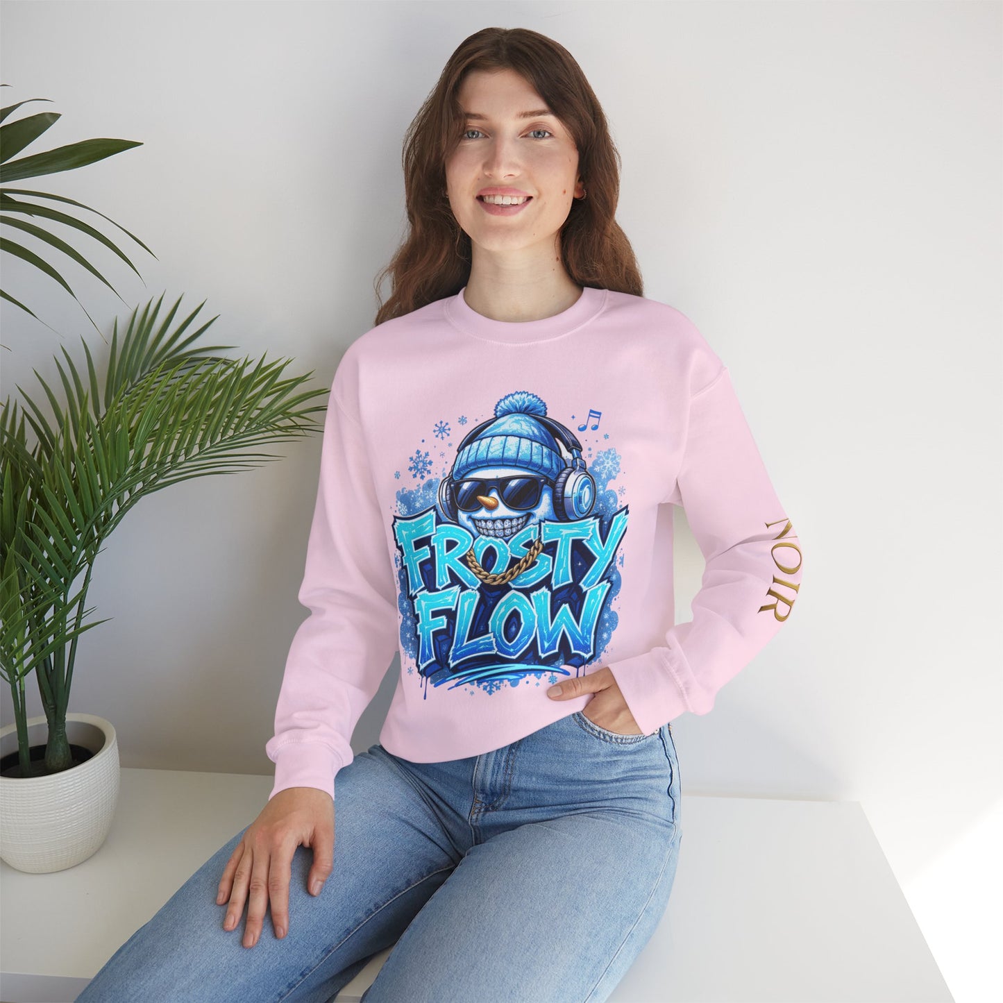 Frosty Flow Sweatshirt - Unisex Snowman Crewneck | Loom Noir