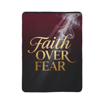 Faith Over Fear Sherpa Blanket | Inspirational Christian Throw