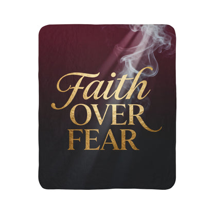 Faith Over Fear Sherpa Blanket | Inspirational Christian Throw