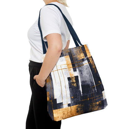 Modern Gold & Navy Tote Bag - Stylish Shopping Bag | Loom Noir