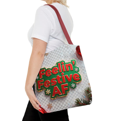 Feelin' Festive AF Tote Bag - Holiday Shopping Bag | Loom Noir