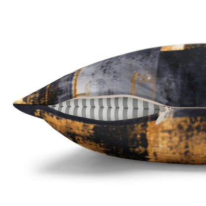 Abstract Gold & Charcoal Faux Suede Pillowcase — Luxury Accent Pillow | Loom Noir
