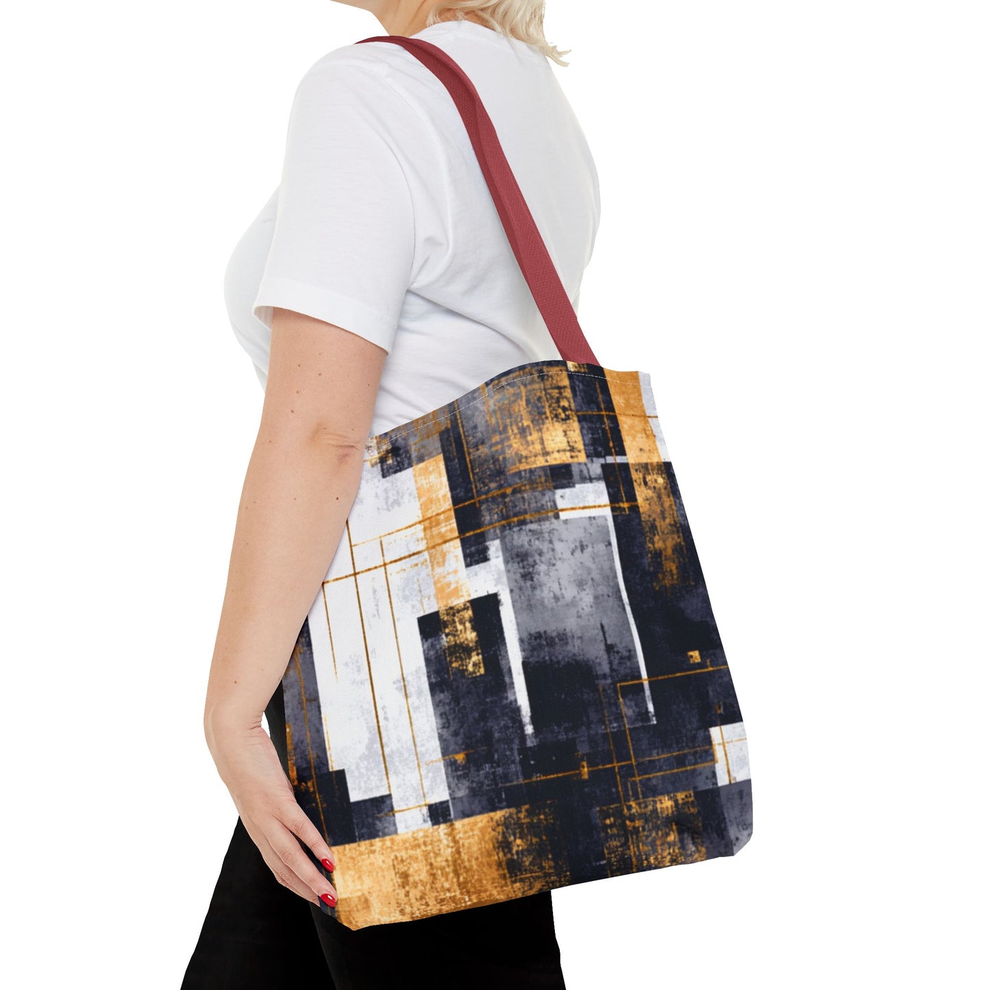 Modern Gold & Navy Tote Bag - Stylish Shopping Bag | Loom Noir