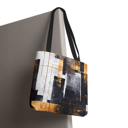 Modern Gold & Navy Tote Bag - Stylish Shopping Bag | Loom Noir