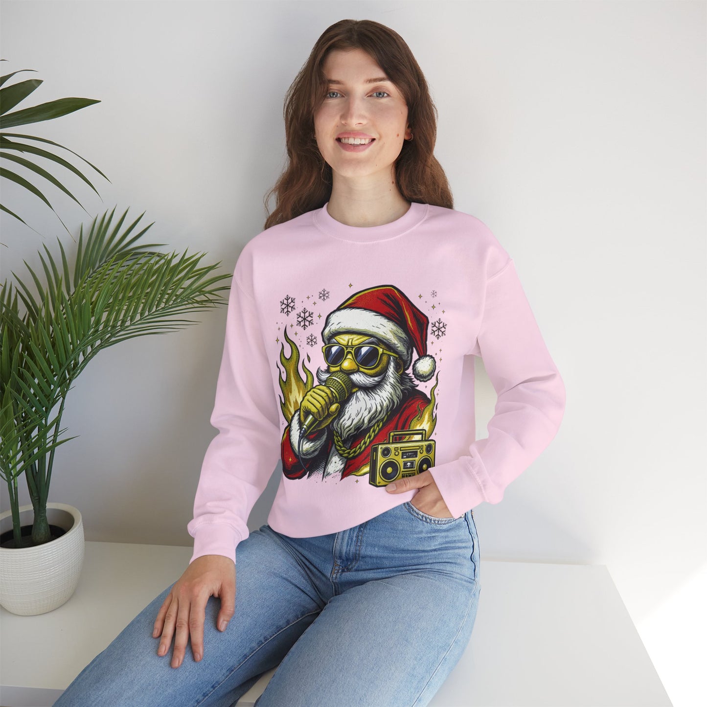 Santa Rapper Holiday Sweatshirt - Hip Hop Christmas Crewneck | Loom Noir
