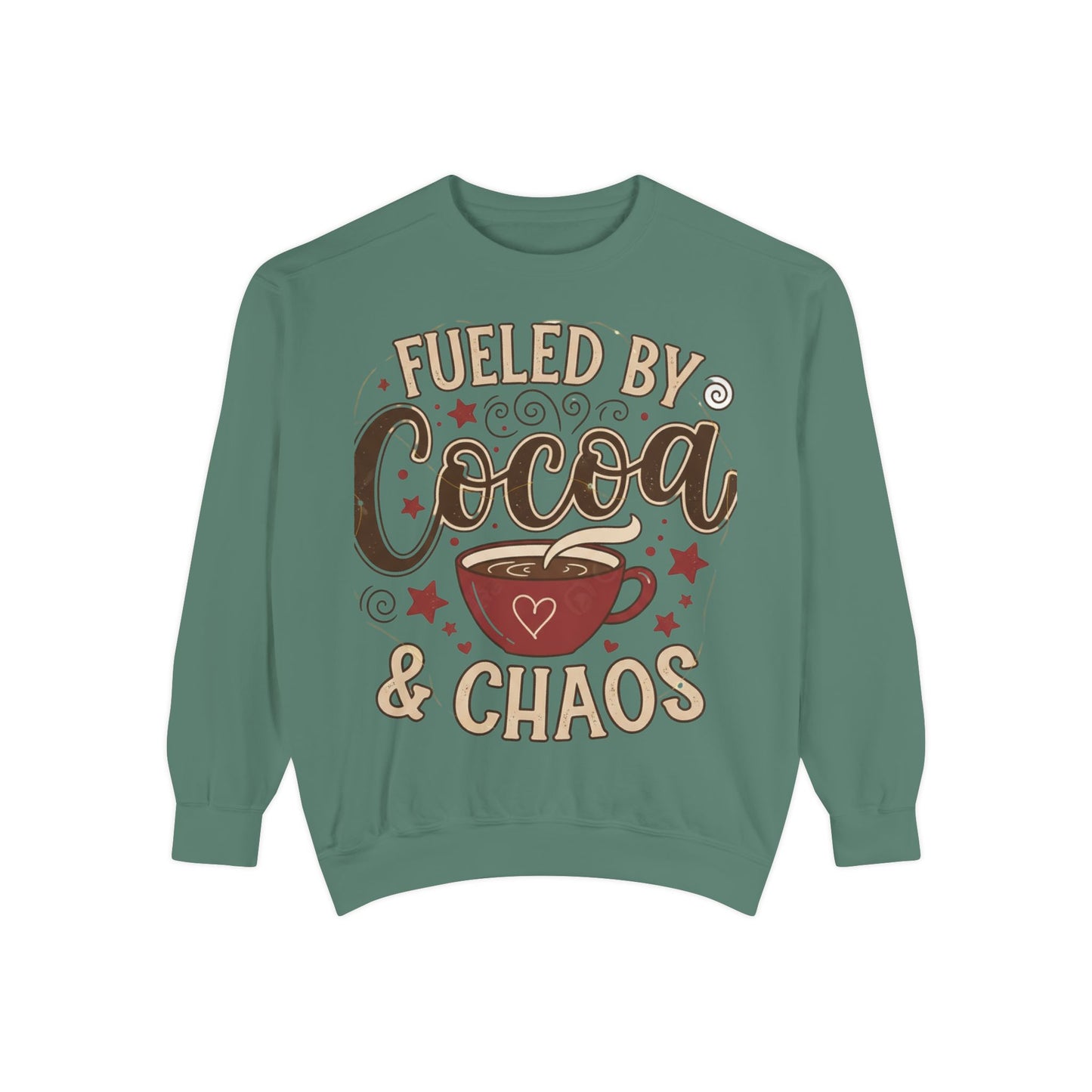 Fueled by Cocoa & Chaos Sweatshirt - Cozy Hot Cocoa Pullover | Loom Noir