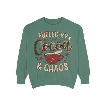 Fueled by Cocoa & Chaos Sweatshirt - Cozy Hot Cocoa Pullover | Loom Noir