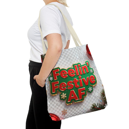 Feelin' Festive AF Tote Bag - Holiday Shopping Bag | Loom Noir