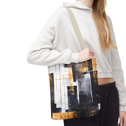Modern Gold & Navy Tote Bag - Stylish Shopping Bag | Loom Noir
