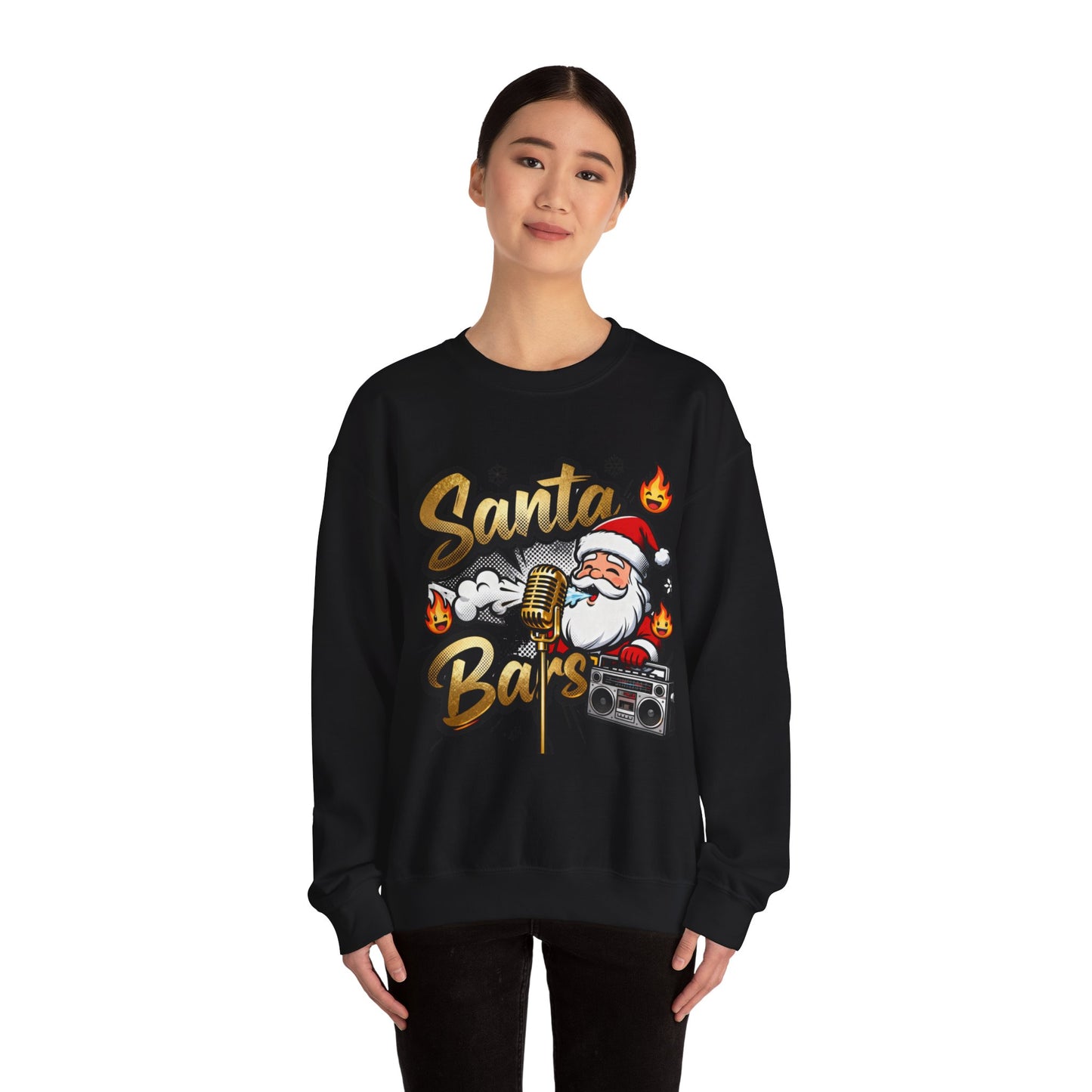 Santa Bars Sweatshirt - Funny Christmas Rap Crewneck | Loom Noir