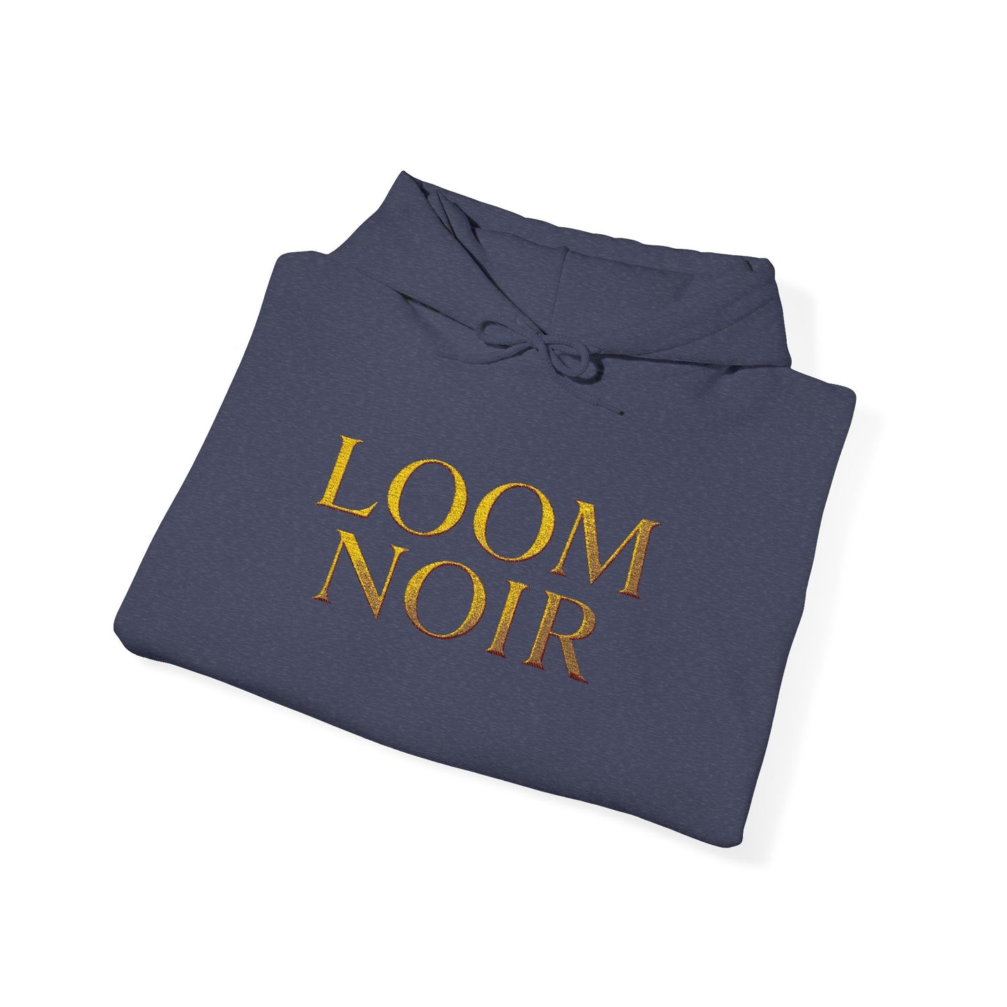Gold Foil Text Hoodie - Loom Noir Premium Pullover | Streetwear