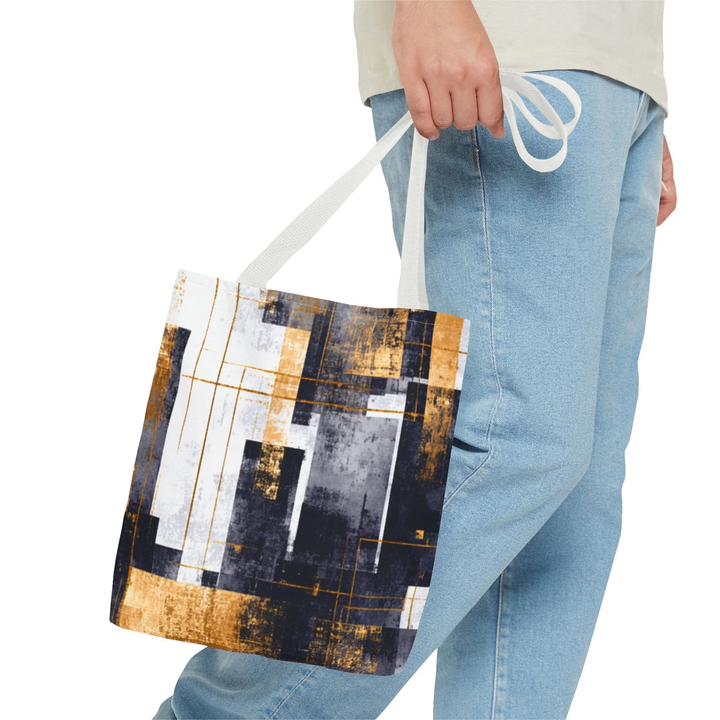 Modern Gold & Navy Tote Bag - Stylish Shopping Bag | Loom Noir