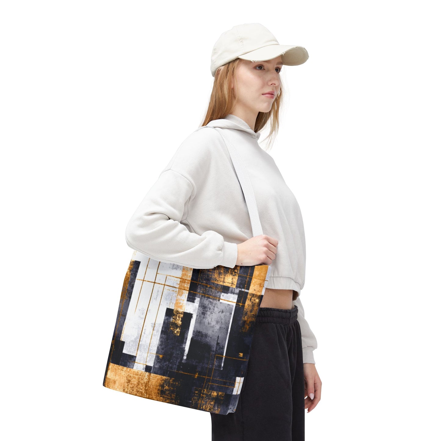 Modern Gold & Navy Tote Bag - Stylish Shopping Bag | Loom Noir