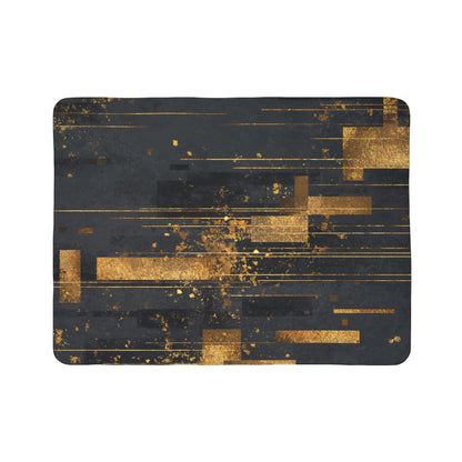 Gold Geometric Sherpa Blanket — Modern Luxe Fleece Throw