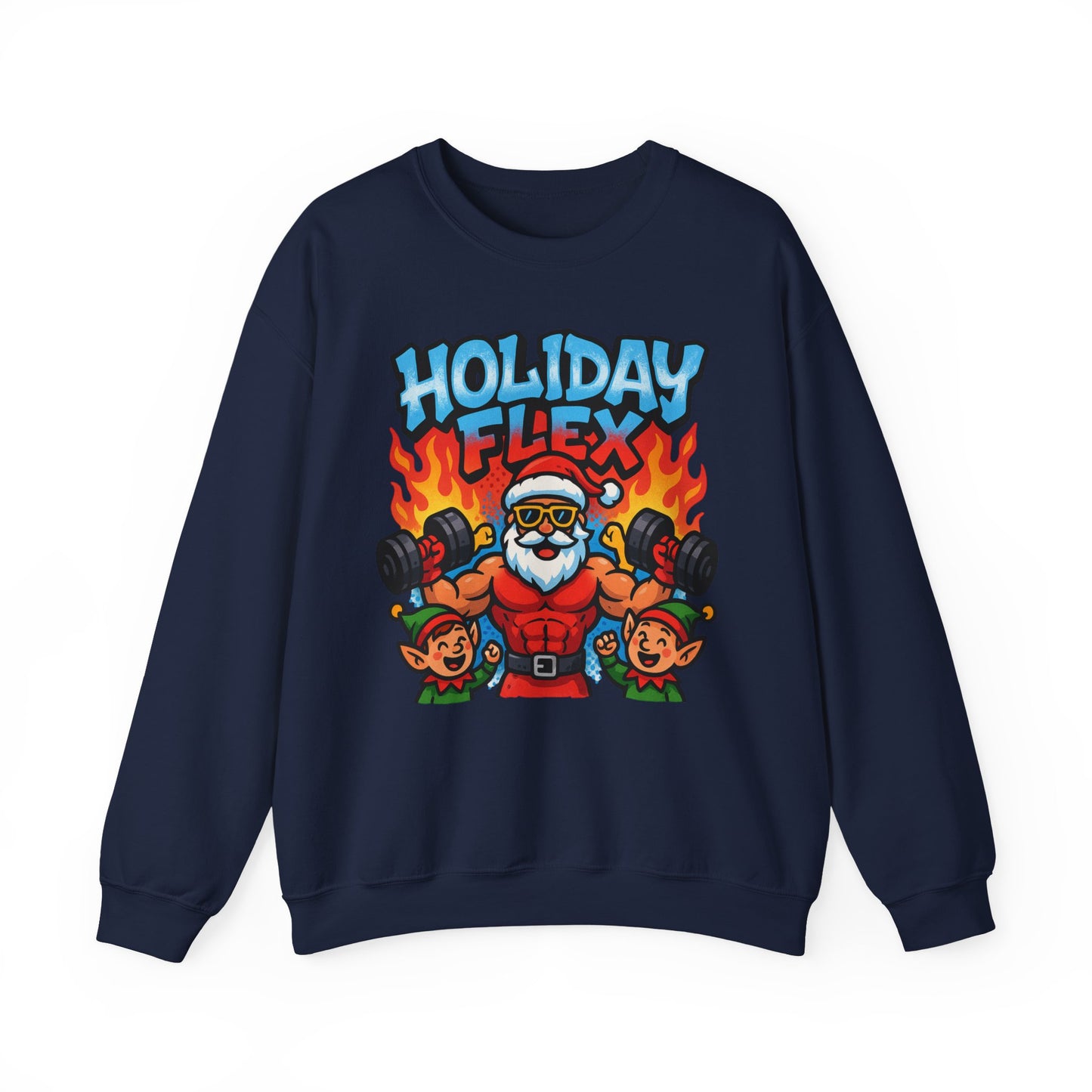 Holiday Flex Sweatshirt - Funny Christmas Fitness Crewneck | Loom Noir