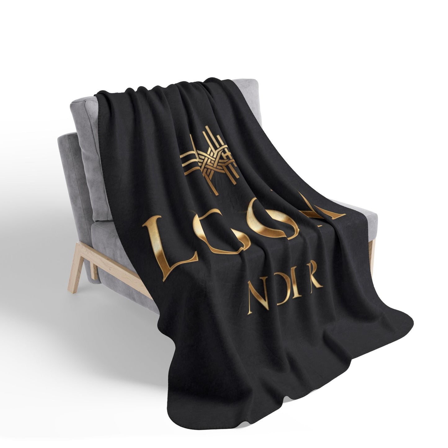 Loom Noir Sherpa Blanket | Luxurious Black & Gold Plush Throw