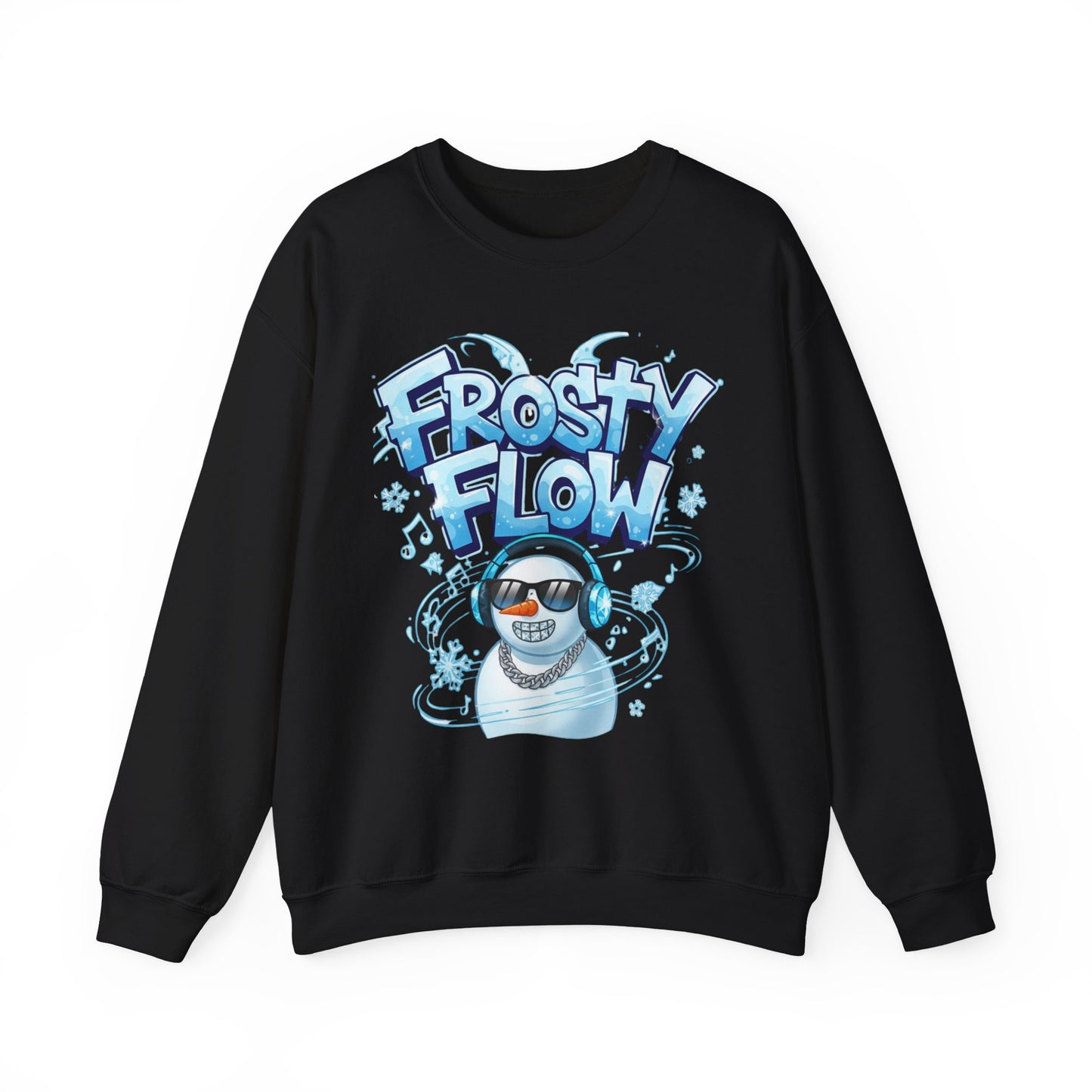 Frosty Flow Sweatshirt - Cool Snowman Graphic Crewneck | Loom Noir