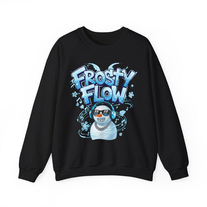 Frosty Flow Sweatshirt - Cool Snowman Graphic Crewneck | Loom Noir
