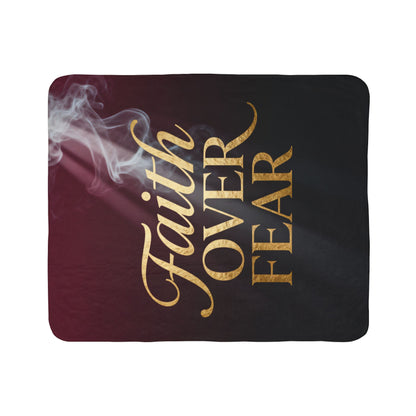 Faith Over Fear Sherpa Blanket | Inspirational Christian Throw