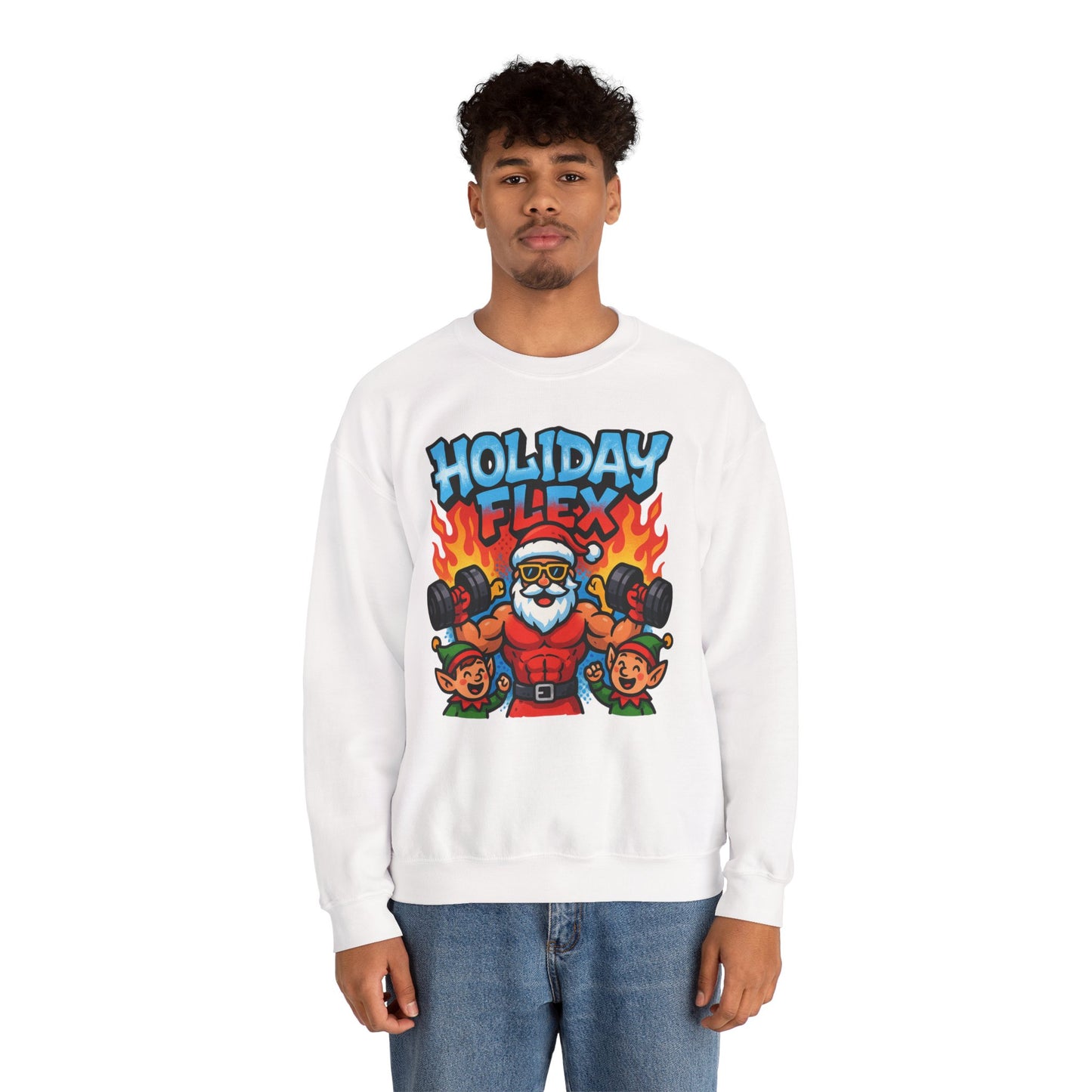 Holiday Flex Sweatshirt - Funny Christmas Fitness Crewneck | Loom Noir